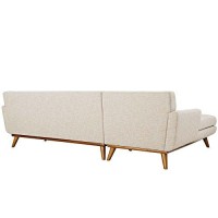 Modway Engage Mid-Century Modern Upholstered Fabric Left-Facing Sectional Sofa In Beige