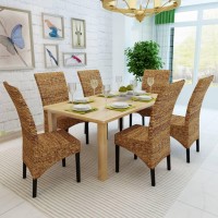 Vidaxl Dining Chairs 6 Pcs Abaca And Solid Mango Wood