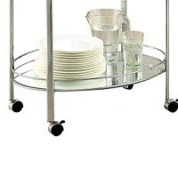 Benjara Contemporary Serving Cart With Caster Wheels, Chrome, One Size