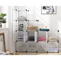 Bastuo Cube Storage Organizer, 12-Cube Plastic Diy Cabinet Units, Modular Bookcase Shelves Organizer Wardrobe Closet With Door For Livingroom, Bedroom And Office