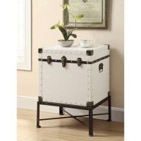 Benjara Trendy Trunk Style Accent Side Table White One