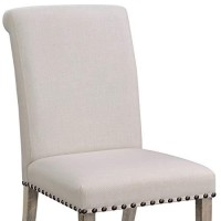 Benzara Rolled Back Parson Dining Chair, Set Of Two, Beige, One,