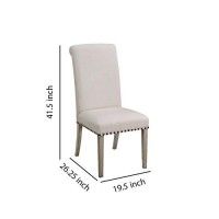 Benzara Rolled Back Parson Dining Chair, Set Of Two, Beige, One,