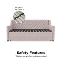 Little Seeds Ambrosia Diamond Tufted Upholstered Design Daybed And Trundle Set, Twin Size Frame, Pink