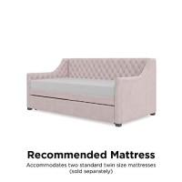 Little Seeds Ambrosia Diamond Tufted Upholstered Design Daybed And Trundle Set, Twin Size Frame, Pink