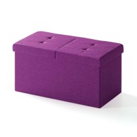 Otto Ben Mellow Folding Box Chest With Smart Lift Top Upholstered Tufted Ottomans Bench Foot Rest For Bedroom And Living Room, Orchid Purple 30 30 Storage Ottoman