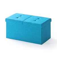 Otto Ben Mellow 30 Storage Ottoman - Smart Lift Top, Upholstered Tufted Ottomans Bench Foot Rest For Bedroom, Sky Blue