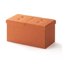 Otto Ben Mellow 30 Storage Ottoman - Smart Lift Top, Upholstered Tufted Ottomans Bench Foot Rest For Bedroom, Amber Orange