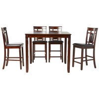 Poundex Giacomina 5-Pc Cherry Cashew Wood Counter Height Set By, Brown