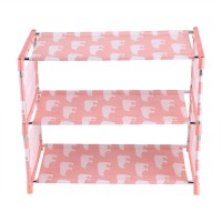 Fdit 3 Tier Stackable Shoe Shelves Portable Shoe Tower Closet Rack Storage Cabinet Boot Organizer Shoe Stand For Slippers Sneakers High Heels(Pink)