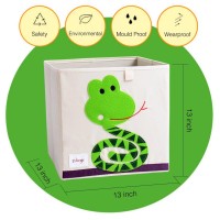 Dodymps Foldable Animal Canvas Storage Toy Box/Bin/Cube/Chest/Basket/Organizer For Kids, 13 Inch (Snake)