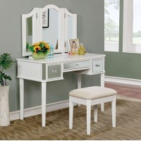 Benzara Contemporary Vanity With Stool White