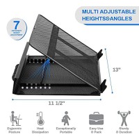 Designa Metal Mesh Ventilated Adjustable Laptop Stands Computer Notebook Holder Stand Riser Compatible With Apple Macbook Air Pro Dell Xps Hp Samsung Lenovo More Laptops Up To 19- Black