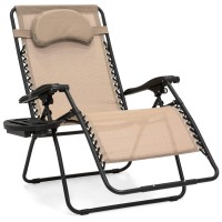 Best Choice Products Oversized Zero Gravity Chair, Folding Outdoor Patio Lounge Recliner Wcup Holder Accessory Tray And Removable Pillow - Tan