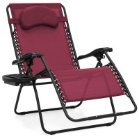 Best Choice Products Oversized Zero Gravity Chair, Folding Outdoor Patio Lounge Recliner Wcup Holder Accessory Tray And Removable Pillow - Burgundy