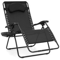 Best Choice Products Oversized Zero Gravity Chair, Folding Outdoor Patio Lounge Recliner Wcup Holder Accessory Tray And Removable Pillow - Black