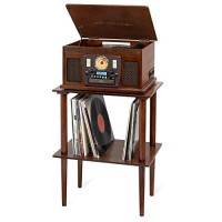 Victrola Wooden Stand For Wooden Music Centers With Record Holder Shelf, Espresso