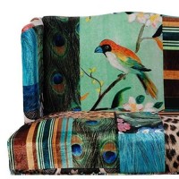 Benjara, Multicolor Benzara Vesta Bird Collage Print Settee