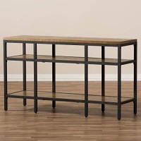 Baxton Studio Caribou Rustic Industrial Style Oak Brown Finished Wood And Black Finished Metal Console Table