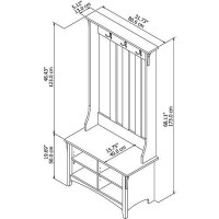 Bush Furniture Shoe Bench And Hall Tree, Vintage Black