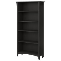 Bush Furniture Salinas Tall 5 Shelf Bookcase In Vintage Black Distressed Style Modern Farmhouse Bookshelf For Living Room And Home Office