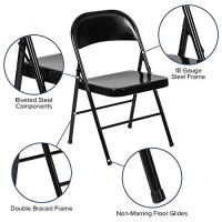 Flash Furniture Hercules Series Double Braced Black Metal Folding Chair