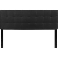 Bedford Tufted Upholstered Queen Size Headboard In Black Fabric