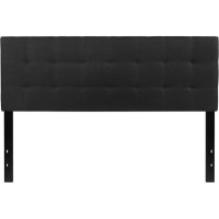 Bedford Tufted Upholstered Queen Size Headboard In Black Fabric