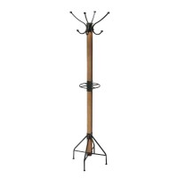 Butler Specialty Logan Square Coat Rack With Umbrella Stand With Black Iron And Natural Rustic Brown Wood