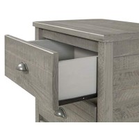 Baja Night Stand 2 Drawer Solid Wood Rustic Bedside Table For Bedroom, Living Room, Sofa Couch, Hall Metal Drawer Pulls, Rustic Grey