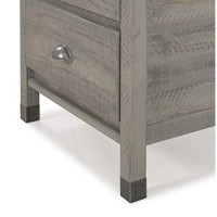 Baja Night Stand 2 Drawer Solid Wood Rustic Bedside Table For Bedroom, Living Room, Sofa Couch, Hall Metal Drawer Pulls, Rustic Grey