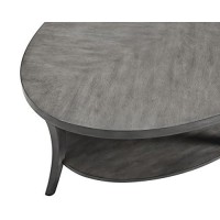 Roundhill Furniture Perth Contemporary Oval Shelf Coffee Table, Gray