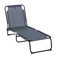 Outsunny Folding Chaise Lounge Pool Chair, Patio Sun Tanning Chair, Outdoor Lounge Chair With 4-Position Reclining Back, Breathable Mesh Seat For Beach, Yard, Patio, Gray