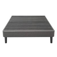 Classic Brands Claridge Upholstered Mattress Foundation Platform Bed Metal Frame With Wood Slat Support Grey, King