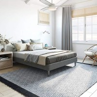 Classic Brands Claridge Upholstered Mattress Foundation Platform Bed Metal Frame With Wood Slat Support Grey, King