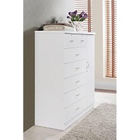 Hodedah 7 Drawer Jumbo Chest, Five Large Drawers, Two Smaller Drawers With Two Lock, Hanging Rod, And Three Shelves | White