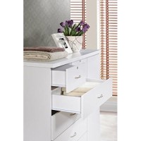 Hodedah 7 Drawer Jumbo Chest, Five Large Drawers, Two Smaller Drawers With Two Lock, Hanging Rod, And Three Shelves | White