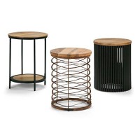 Simplihome Demy Industrial 18 Inch Wide Metal And Wood Accent Side Table In Natural, Black, Fully Assembled, For The Living Room And Bedroom