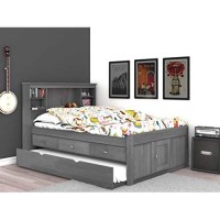 Discovery World Furniture Charcoal Full Bookcase Bed With 3 Drawers And Twin Trundle