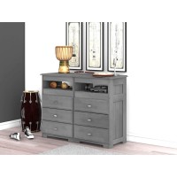 Discovery World Furniture Charcoal 6 Drawer Entertainment Dresser
