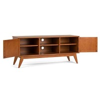 Simplihome Draper Mid Century Low Tv Media Stand, 60 Inch, Teak Brown