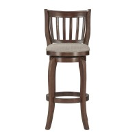 Inspire Q Ali Modern Linen 29-Inch High Back Bar Stool Swivel By Classic - Swivel Stool Grey Transitional, Traditional, Casual