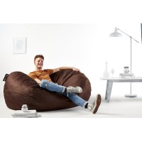 Big Joe Fuf Media Lounger Foam Filled Bean Bag Chair With Removable Cover, Cocoa Lenox, 6Ft Giant