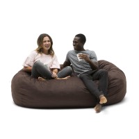 Big Joe Fuf Media Lounger Foam Filled Bean Bag Chair With Removable Cover, Cocoa Lenox, 6Ft Giant