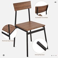 Dporticus 5-Piece Kitchen & Dining Room Sets Rustic Industrial Style Wooden Kitchen Table And Chairs With Metal Frame- Brown
