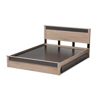 Baxton Studio Jamie Modern And Contemporary Two-Tone Oak And Grey Wood Queen 2-Drawer Queen Size Storage Platform Bed Contemporarylight Browngrayparticle Boardmdf With Pu Paper