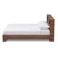 Baxton Studio Vanda Modern And Contemporary Two-Tone Walnut And Black Wood Queen Size Platform Bed