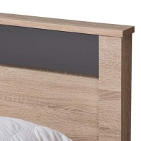 Baxton Studio Jamie Modern And Contemporary Two-Tone Oak And Grey Wood Queen Size Platform Bed Contemporarylight Browngrayparticle Boardmdf With Pu Paper