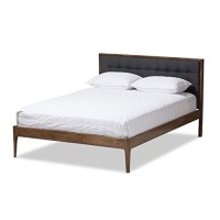 Jupiter Gray Fabric Button-Tufted Full Platform Bed