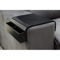 Sofa Arm Tray Table. Remote Control And Cellphone Organizer Holder, Arm Rest Organizer, Arm Rest Table With Pockets. Fits Over Square Chair Arms. (Black)